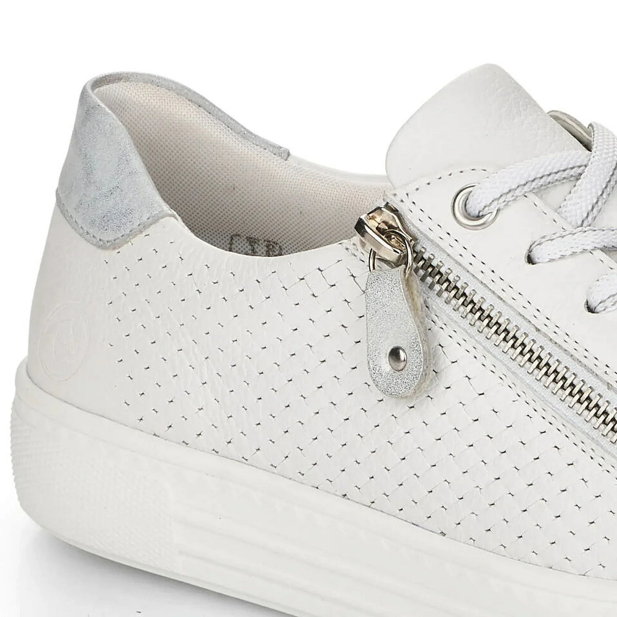 White, Women's 42 Size Lace-Up D0916-80 EU Side-Zipped Sneakers, Rieker