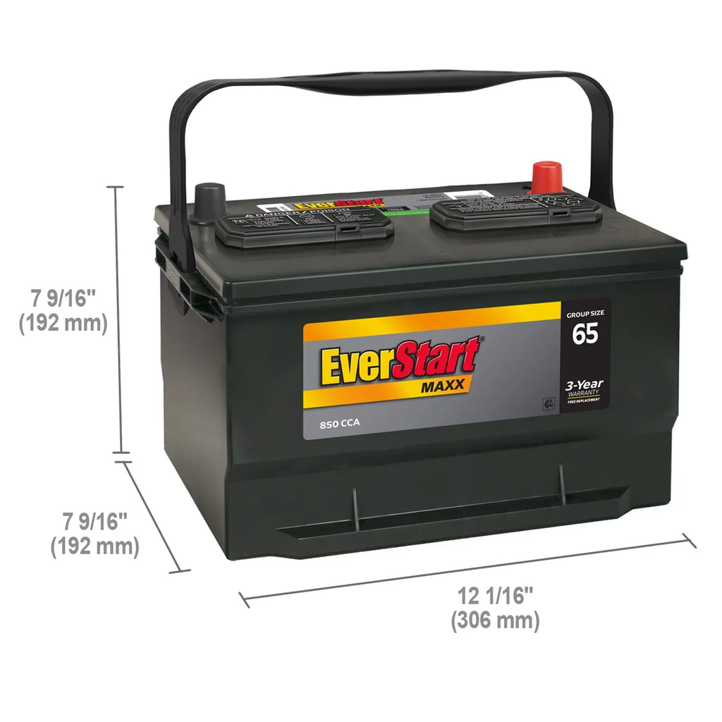 Maxx Battery, Lead Automotive Volt Acid Group 12 CCA EverStart 65 850 Size