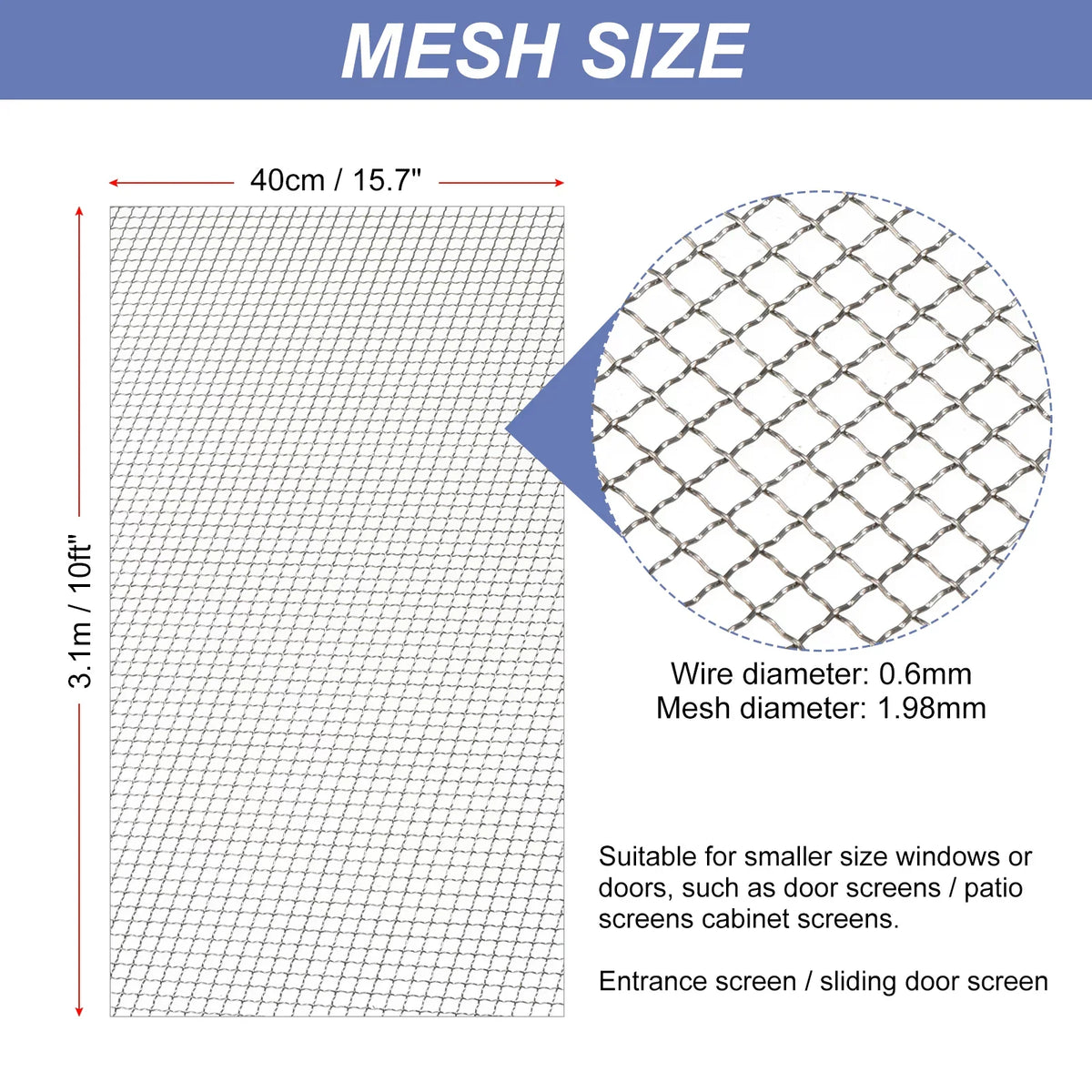 Vent 304 Door Steel Screen Wire Mesh Stainless Woven Window Mesh Screen, Screen for atmospheric Replacement