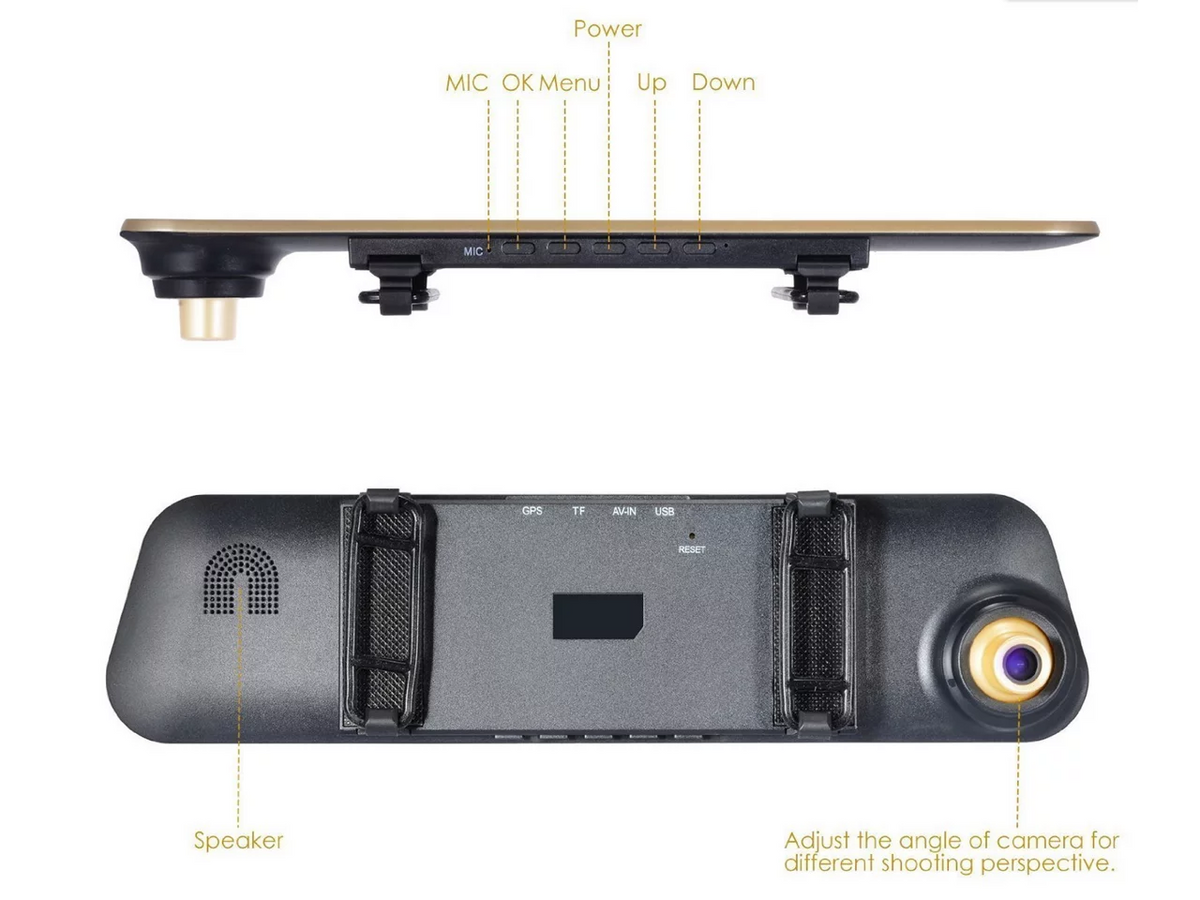 4.3 Front 1080P Car Cam System with Car Rearview Full Dash Camera Car Mirror Parking Car Dual LCD DVR HD Lens with Vehicles X10 DVR, Inch for Recorder Camera Reverse Video Video