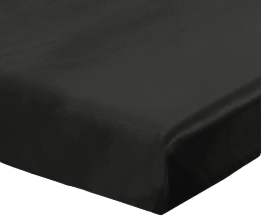 Fitted Sheet Mulberry Black 19 Momme HAOFEI Silk Queen, Luxury Seamless,