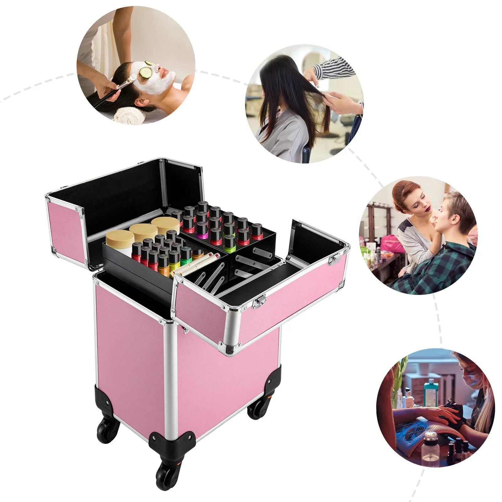 Makeup Trolley Train Makeup Storage Case Organizer Cosmetic Rolling Professional