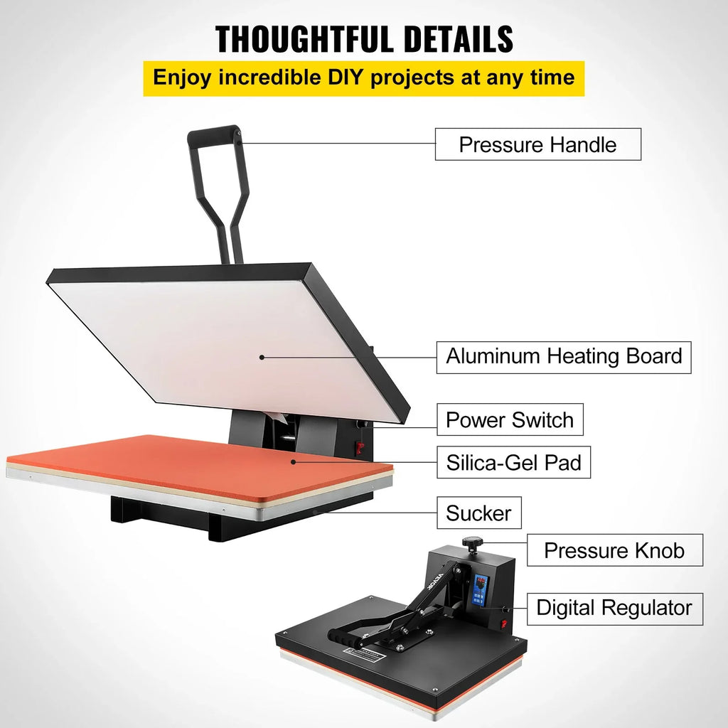 and Industrial Black 16x24 Heat for TShirt Press Heat Press Easy VEVOR Digital Power, Machine Vinyl, 1700W Sublimation Transfer Heat Printer to Use