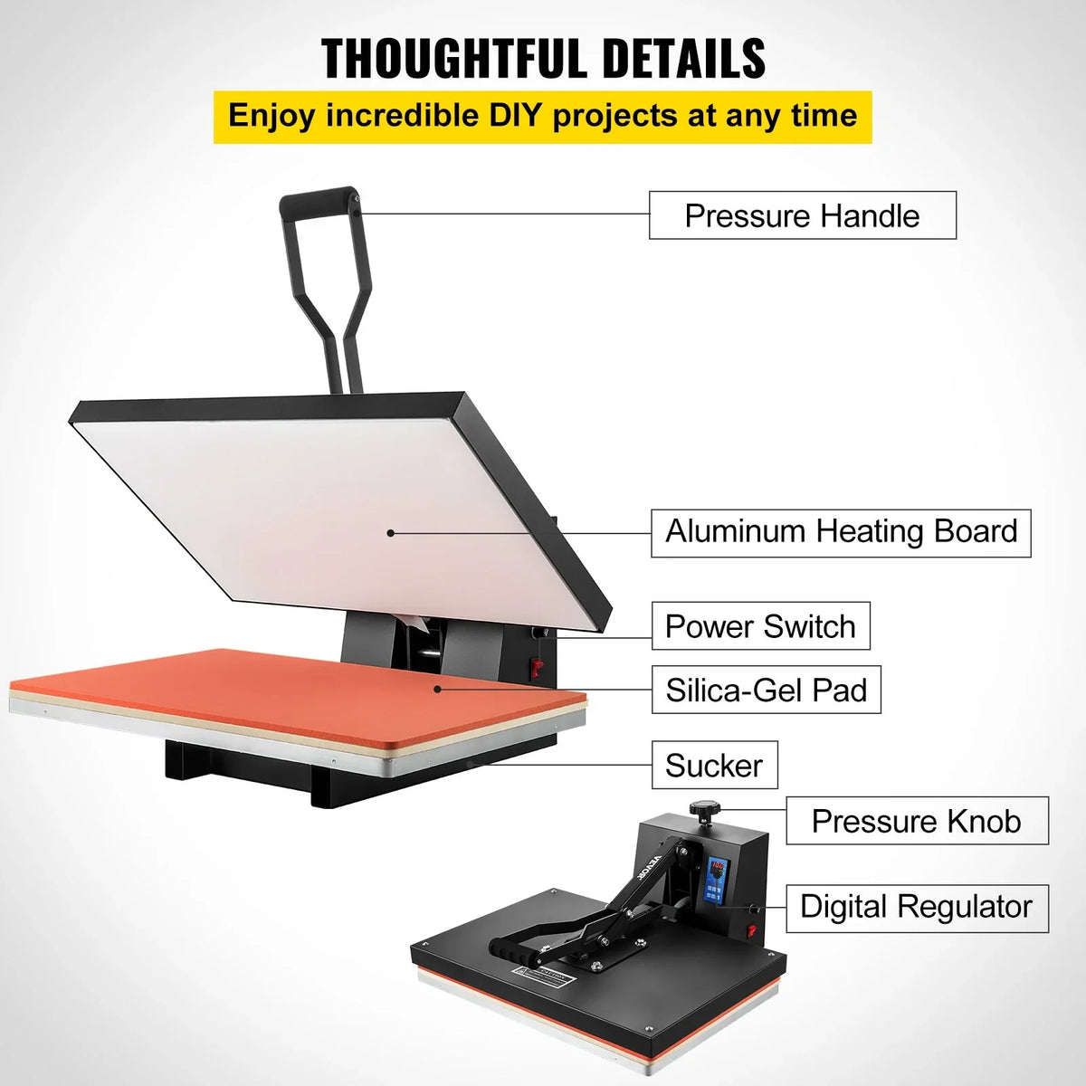 and Industrial Black 16x24 Heat for TShirt Press Heat Press Easy VEVOR Digital Power, Machine Vinyl, 1700W Sublimation Transfer Heat Printer to Use