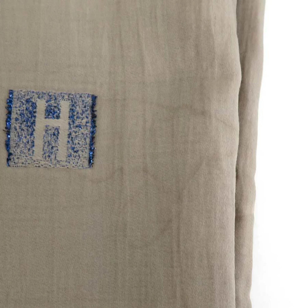 H HERMES Unisex Pre-Owned Greige/ e55881a Scarf Shawl Cotton/Silk/Polyester Hermes Logo (Good)