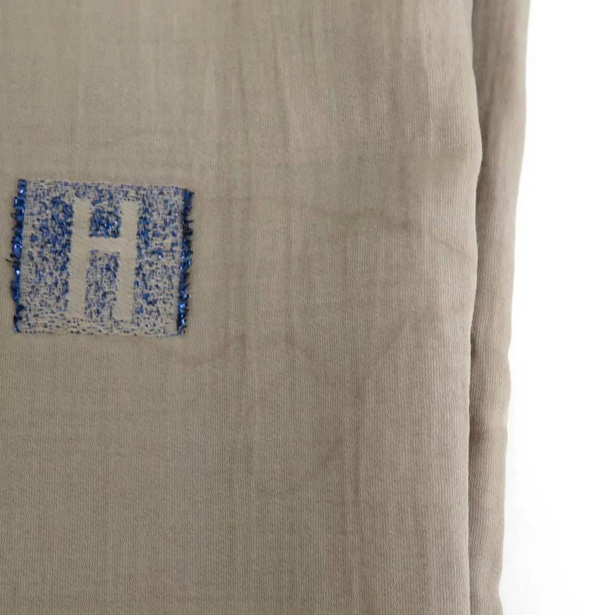H HERMES Unisex Pre-Owned Greige/ e55881a Scarf Shawl Cotton/Silk/Polyester Hermes Logo (Good)