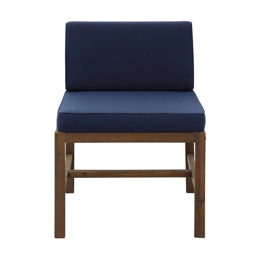 Edison Dark Walker Wood Solid Brown/Navy Patio Chair - Acacia Modular Side