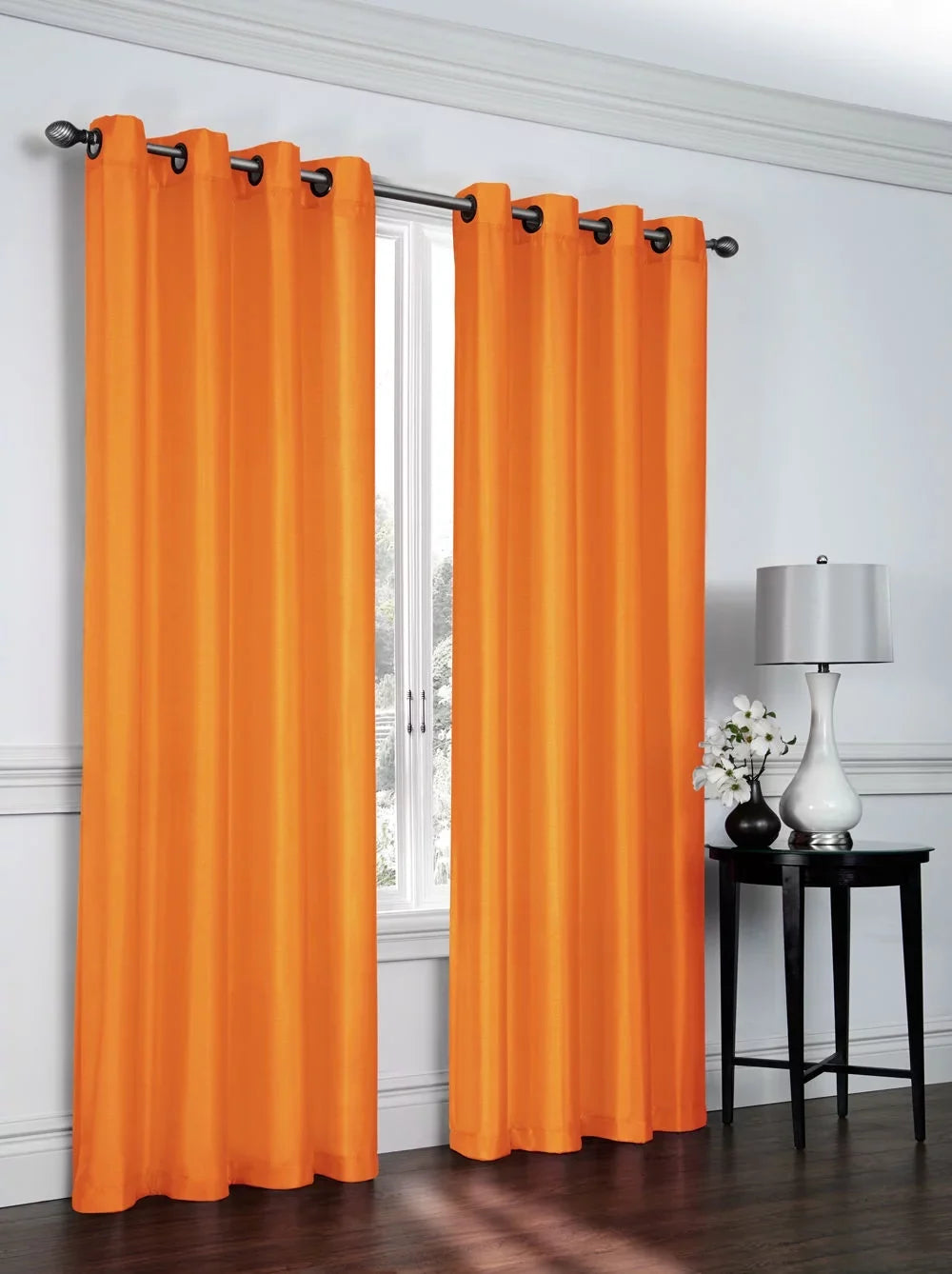 Ultra Curtain Orange/Pumpkin Panels Regal Collections Sheer Grommet Luxurious Semi - 2 Top Shimmer Home Pack: