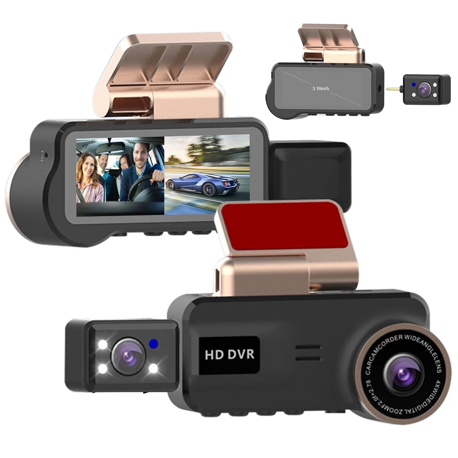 Night Parking Car 3.16inch with 170° Dash Wide Recording, Dashcam Super 1080P Cam Angle, TSV Screen, Driving Cars, Vision, Loop Monitor WDR, for Camera Recorder, Dual FHD