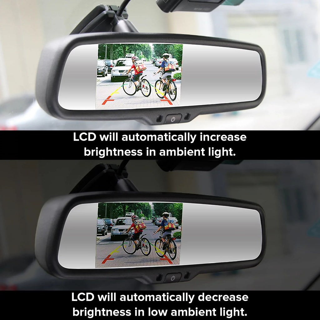 | & for Mount OEM Rear Wireless Screen LCD Transmitter Cars Mirror 4.3" Universal View with Master Fit Tailgaters