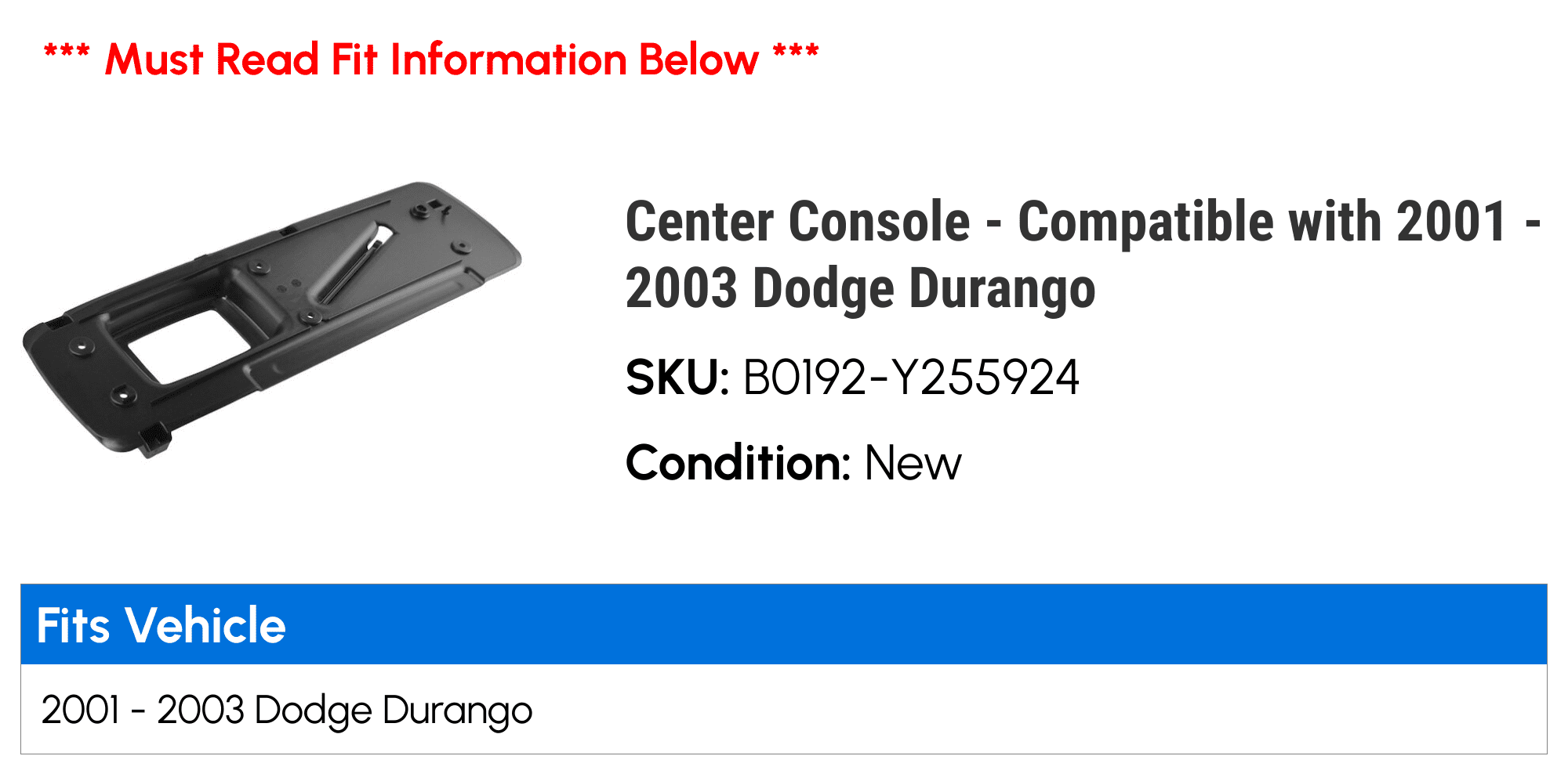 with 2001 - Center Dodge Durango Compatible Console - 2002 2003