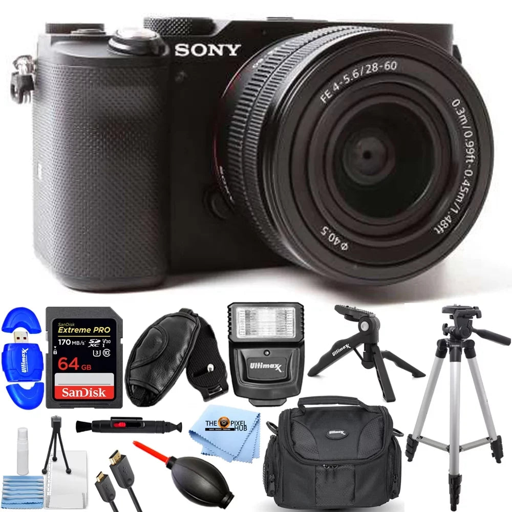 Camera Mirrorless Alpha a7C + 64GB Bundle + Flash (Black) 28-60mm Sony with Lens