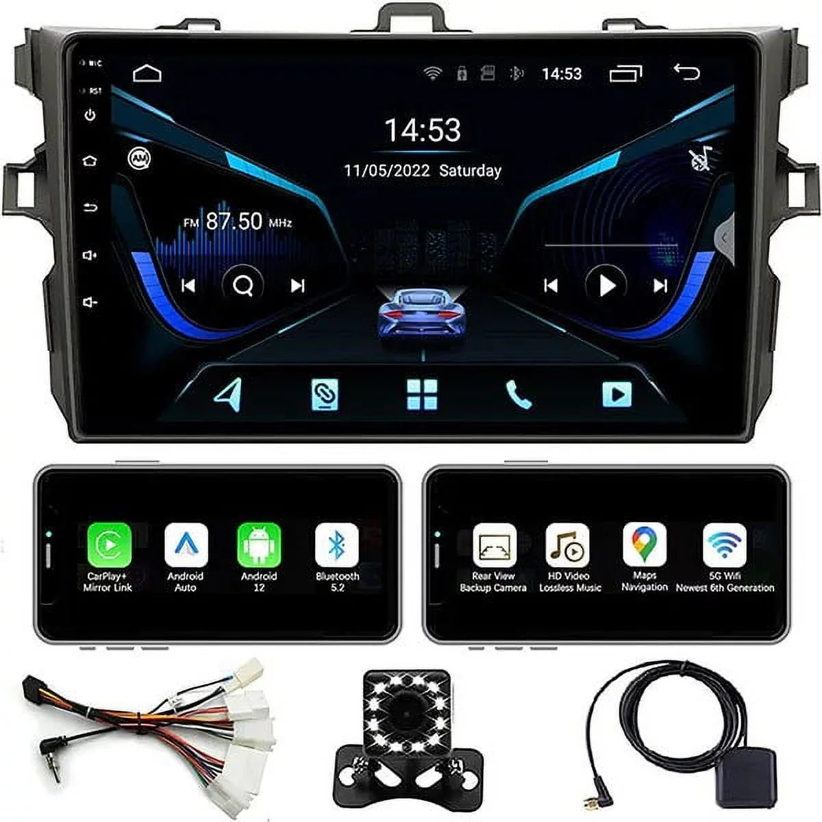 Radio Car Car FM&AM, Binize Auto,Touch Corolla GPS CarPlay&Android Navigation, Camera Support Android Wireless Toyota 08-12 Stereo for 12 with Bluetooth, Backup Screen Compatible