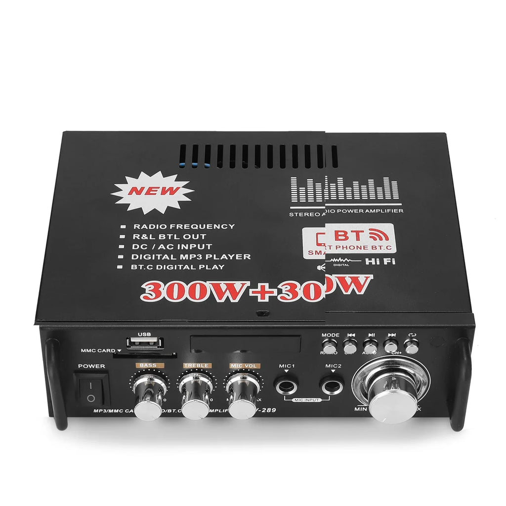 LCD Stereo Amplifier 600W Audio Audio Machine,2CH Car Sound BT Remote Remote Amplifier Amplifier Display Radio 600W Audio Audio Radio Power HiFi movable Remote Dazzduo Stereo