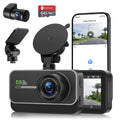 included 170° dash IPS night cam, parking hours dash recording, angle, rear car 4K+1080P 64GB loop front cam, wide Advanced 3-inch card WiFi 24 dual cam, SD mode, vision, and dual dash