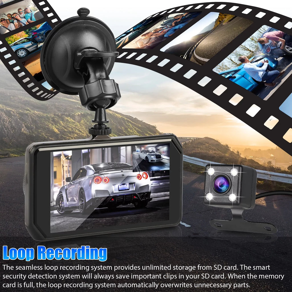 G-Sensor/ Dashboard with Vision, 4inch DVR Lens Cam, Car Wide Motion Dual 1080P and Front Car 480P Camera with 170° Night Rear Driving Dual Detection Dash IPS Display, Recorder Angle, EEEkit Dash