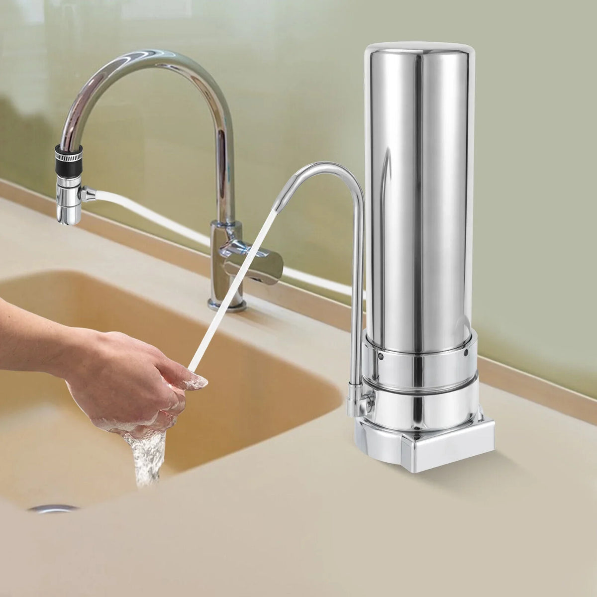 Tap System Drinking Filter Filtration Countertop Silver Water Stainless Filter Sink