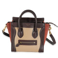 Leather Burgundy Suede Tri-Colour Brown Celine Nano Beige Luggage Pre-Owned