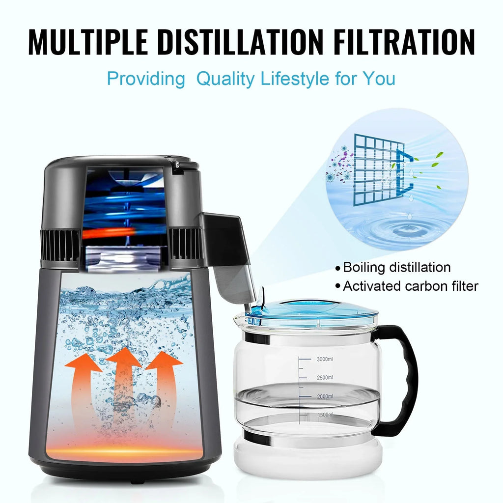 Countertop SKYSHALO Machine Interior Steel Purifier Stainless Water 4L Distiller
