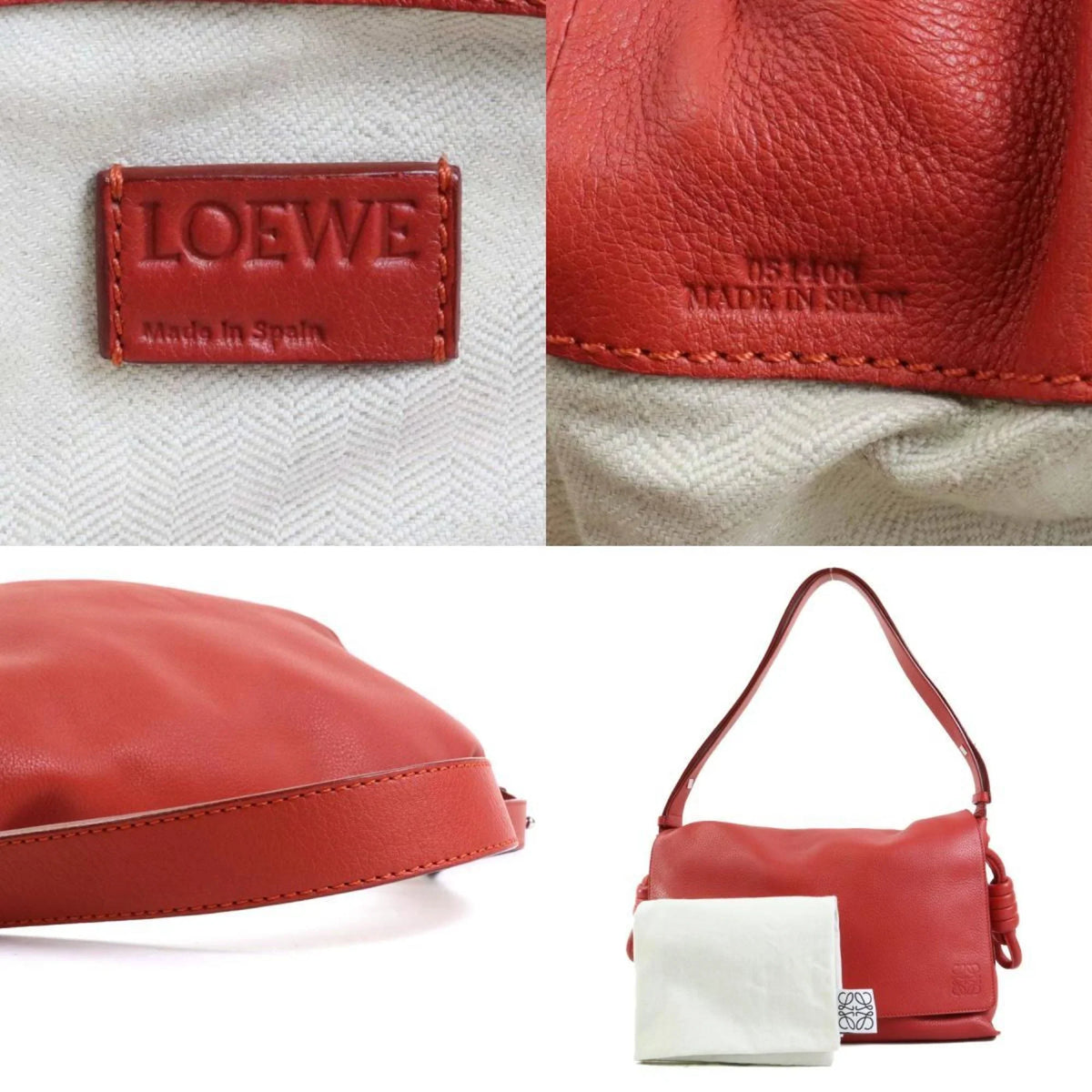 LOEWE Orange Bag Leather Red (Good) Shoulder Pre-Owned Women's