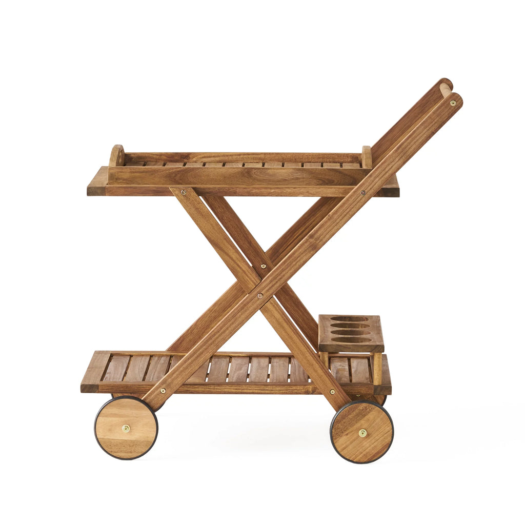 GDF Acacia Kenilworth Cart, Indoor/Outdoor Tiered Studio Bar 2 Wood Natural