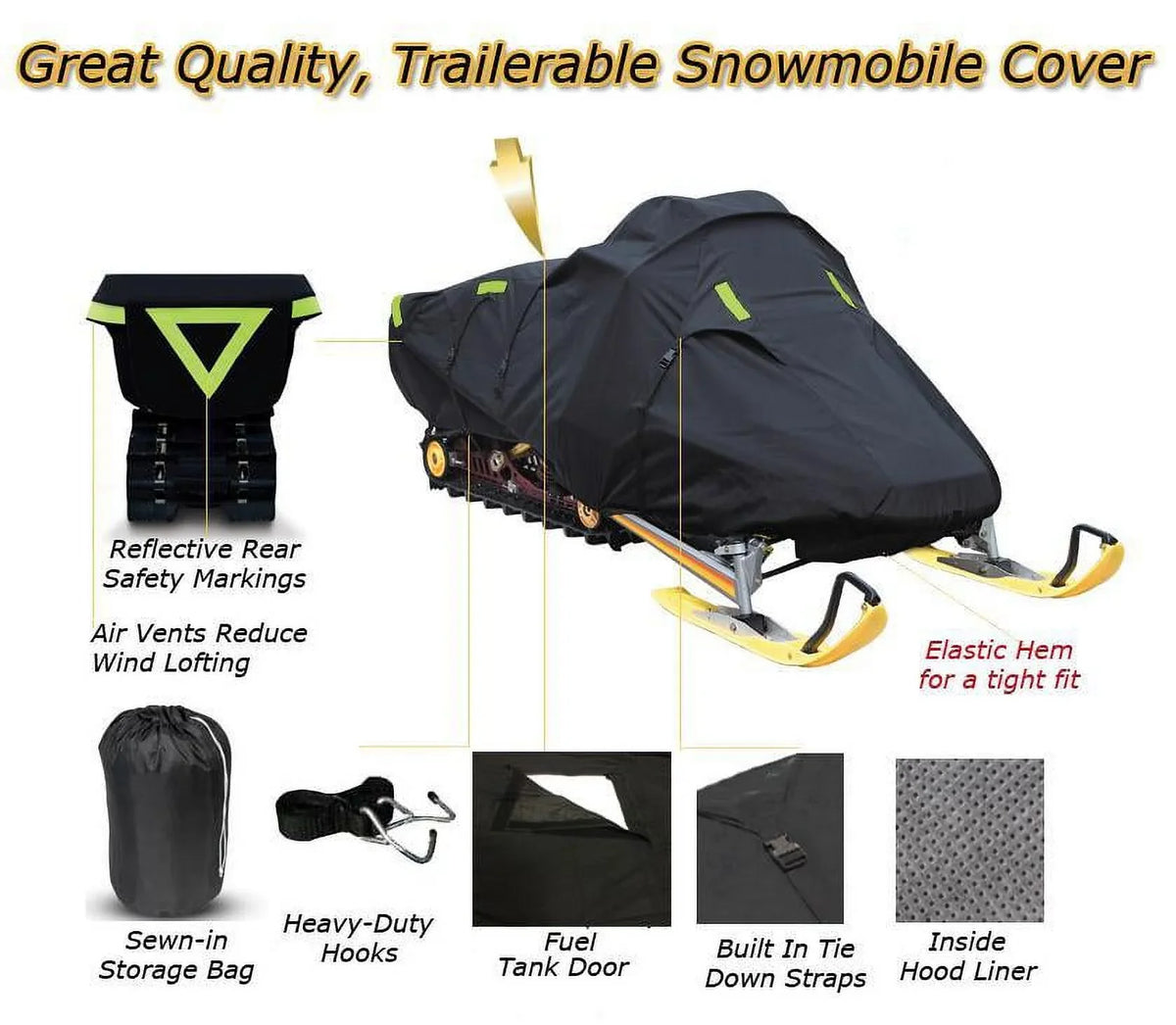 Snow Machine FAN 550, Bombardier Snow 600 snowmobile Doo Ski Sled model Compatible Gear GSX Cover for Denier 2005-2007 Trailerable