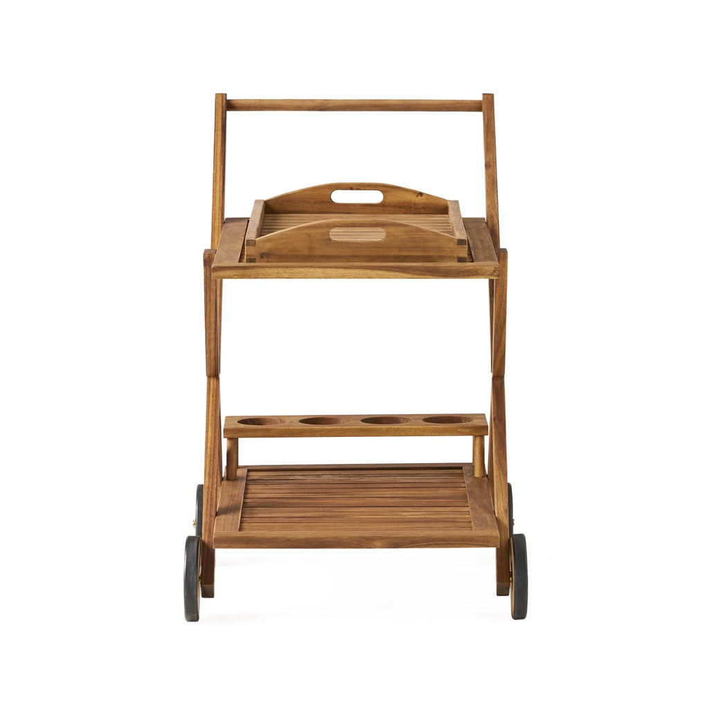 GDF Acacia Kenilworth Cart, Indoor/Outdoor Tiered Studio Bar 2 Wood Natural