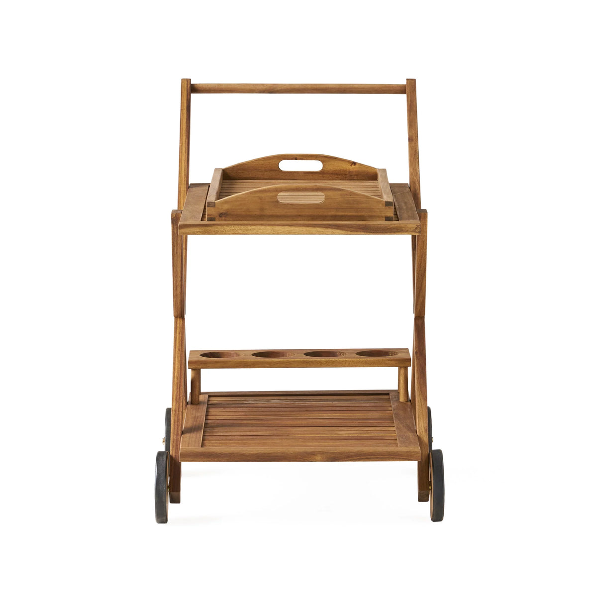 GDF Acacia Kenilworth Cart, Indoor/Outdoor Tiered Studio Bar 2 Wood Natural