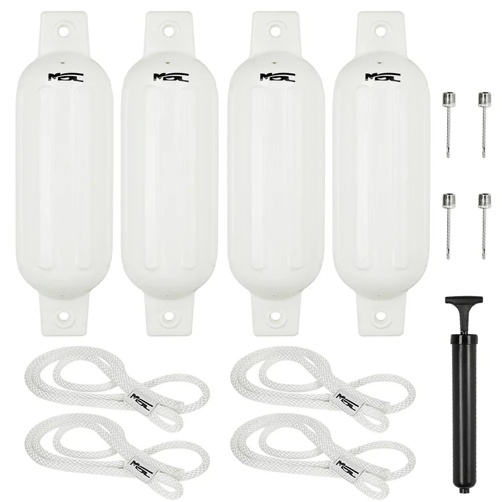Bumpers Ribbed including lines x 4.5" inflators Fenders and 16"), MSC 4 fender Vinyl (White, Boat Fenders
