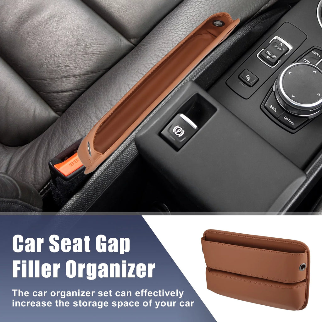 Organizer Filler Car 2pcs Seat Pocket Side Brown Box Car Gap Storage Seat Console Multi-function
