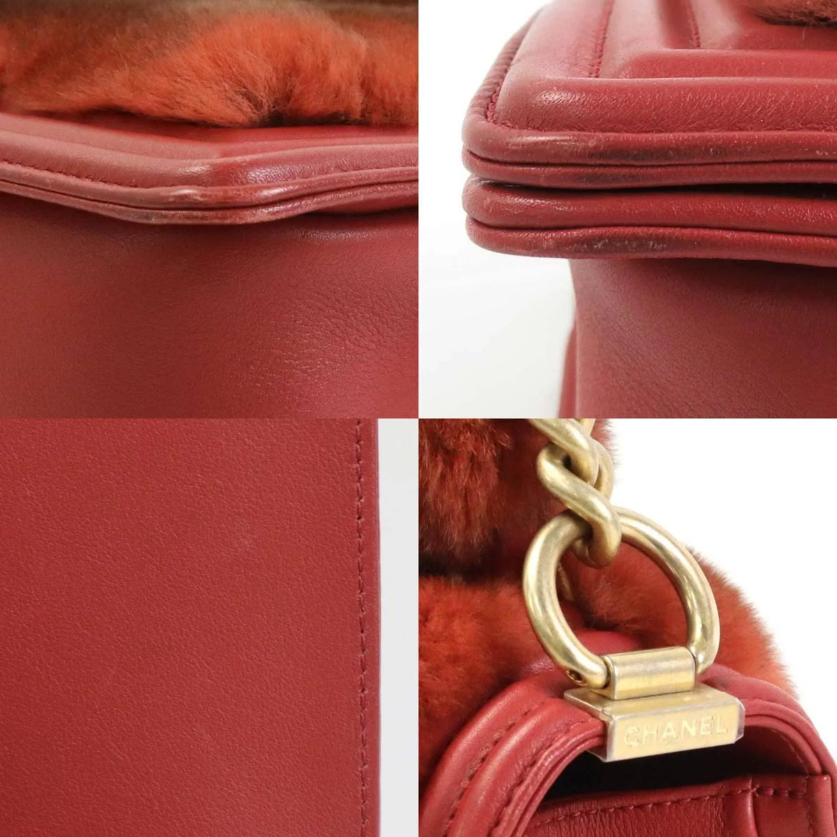 brown handbag Chanel Pre-Owned shoulder bag CHANEL red e55871a diagonal gold fur/leather (Good) ladies boy