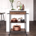Counter DHP Black Brown Frame, Metal Stainless Top, Pantry Kitchen Kane Cart, Storage, Steel