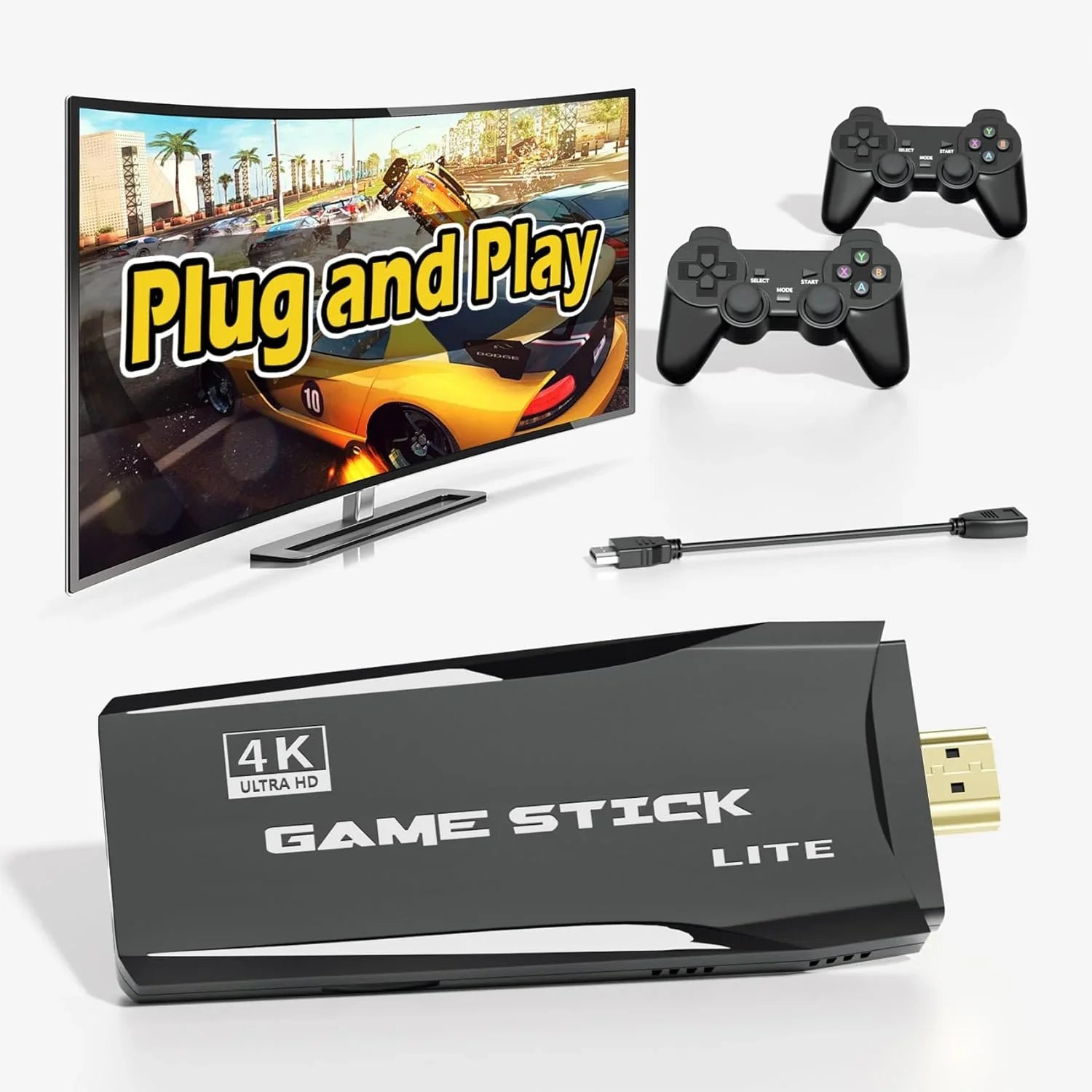 Wireless Games HD TV,Nostalgia Emulator S2 Retro Game Video 12000+ and Console Retro Stick Gamepads(64G) Classic 4K Port,2 Play Support Emulators,Plug for Stick Games,9 - Preloaded