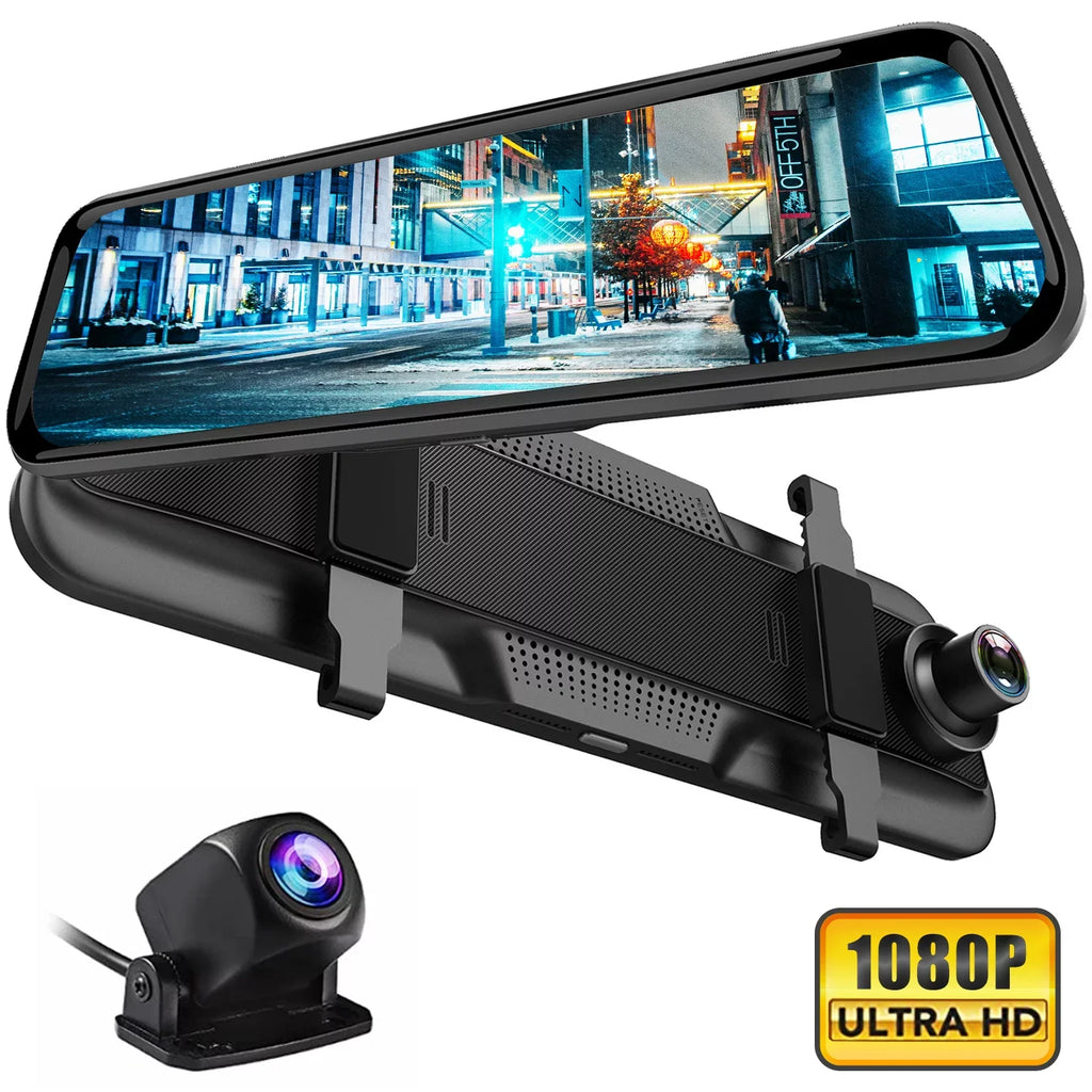 Dash Assistance, Mirror Camera, Vision, Super Motion Kit 10" Night Cars, Rear Recording for View, and Backup 1080P Front Screen Loop Dash Cam Touch Camera Dual Detection,Reversing