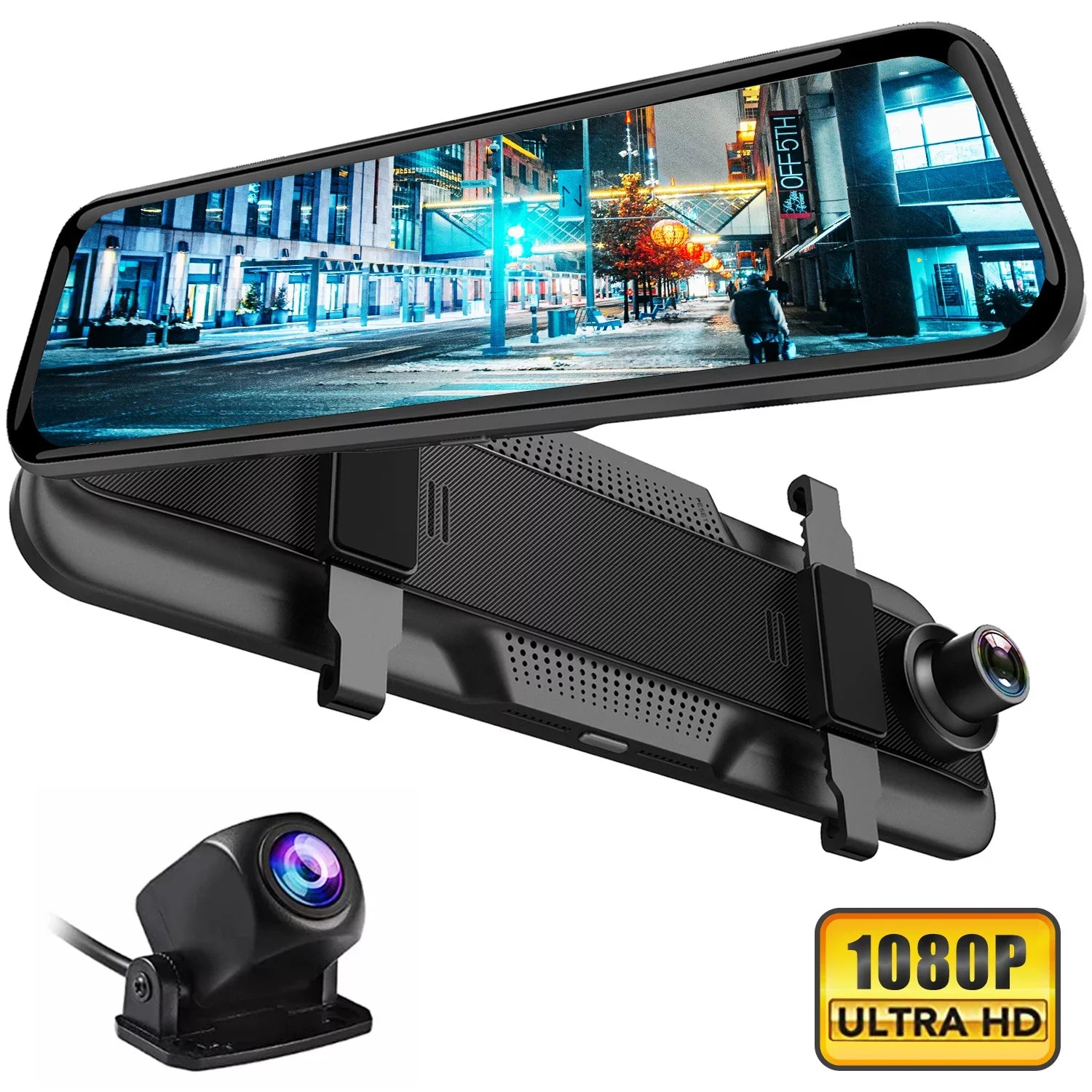 Dash Assistance, Mirror Camera, Vision, Super Motion Kit 10" Night Cars, Rear Recording for View, and Backup 1080P Front Screen Loop Dash Cam Touch Camera Dual Detection,Reversing