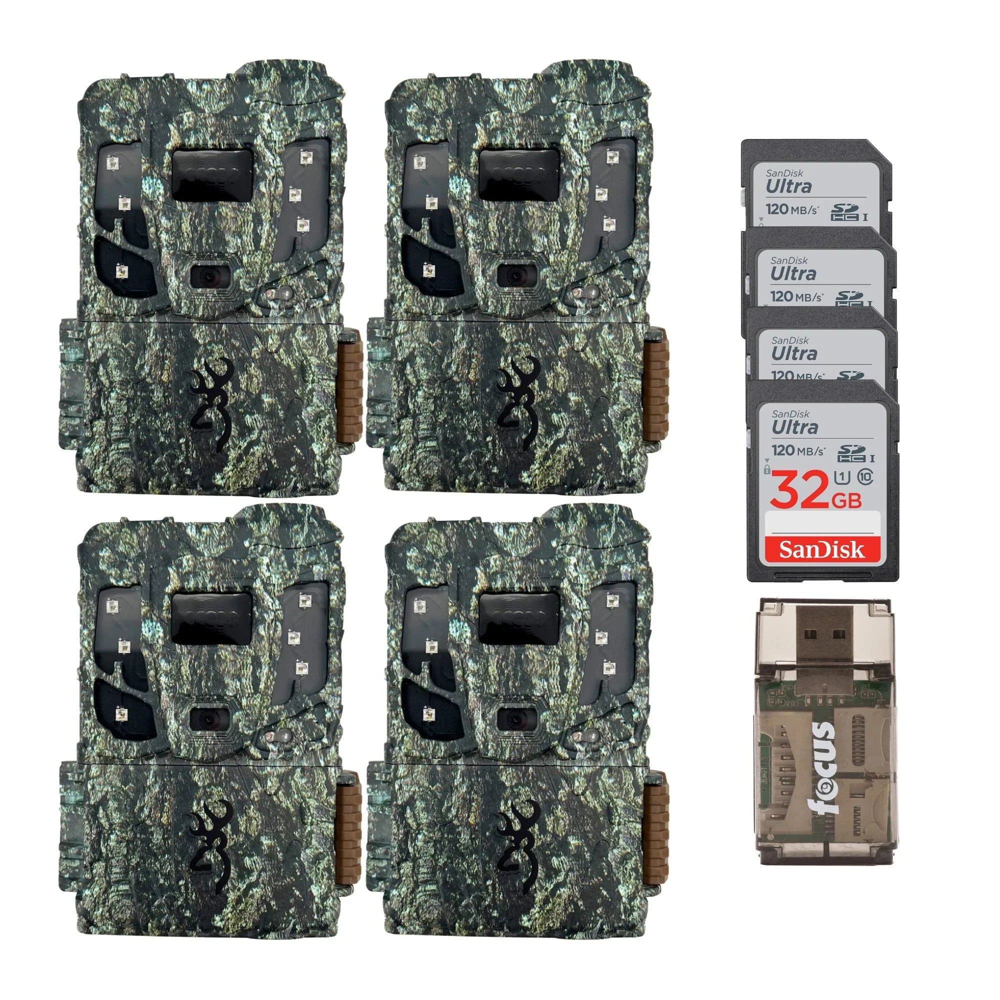 & M/Card Camera Max Trail Scout Browning 4PK Reader w/32GB Extreme HD Pro