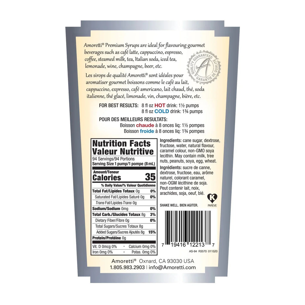 Cocktails, (750 Servings 94 with Preservative and for Amoretti GMO/GEO Syrup ml), Pump Beverages, Free, Free, Bottle Coffees, Gluten Per Cinnamon Premium other Free Flavoring -