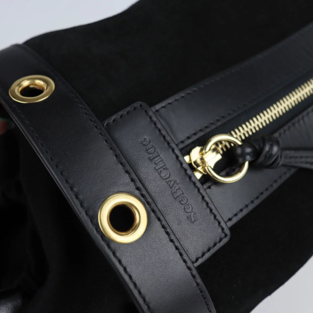 BY (Good) sea Chloe fittings handbag Chloé tote Debbie leather 2WAY CHLOE Pre-Owned bag suede shoulder See metal gold SEE by black by
