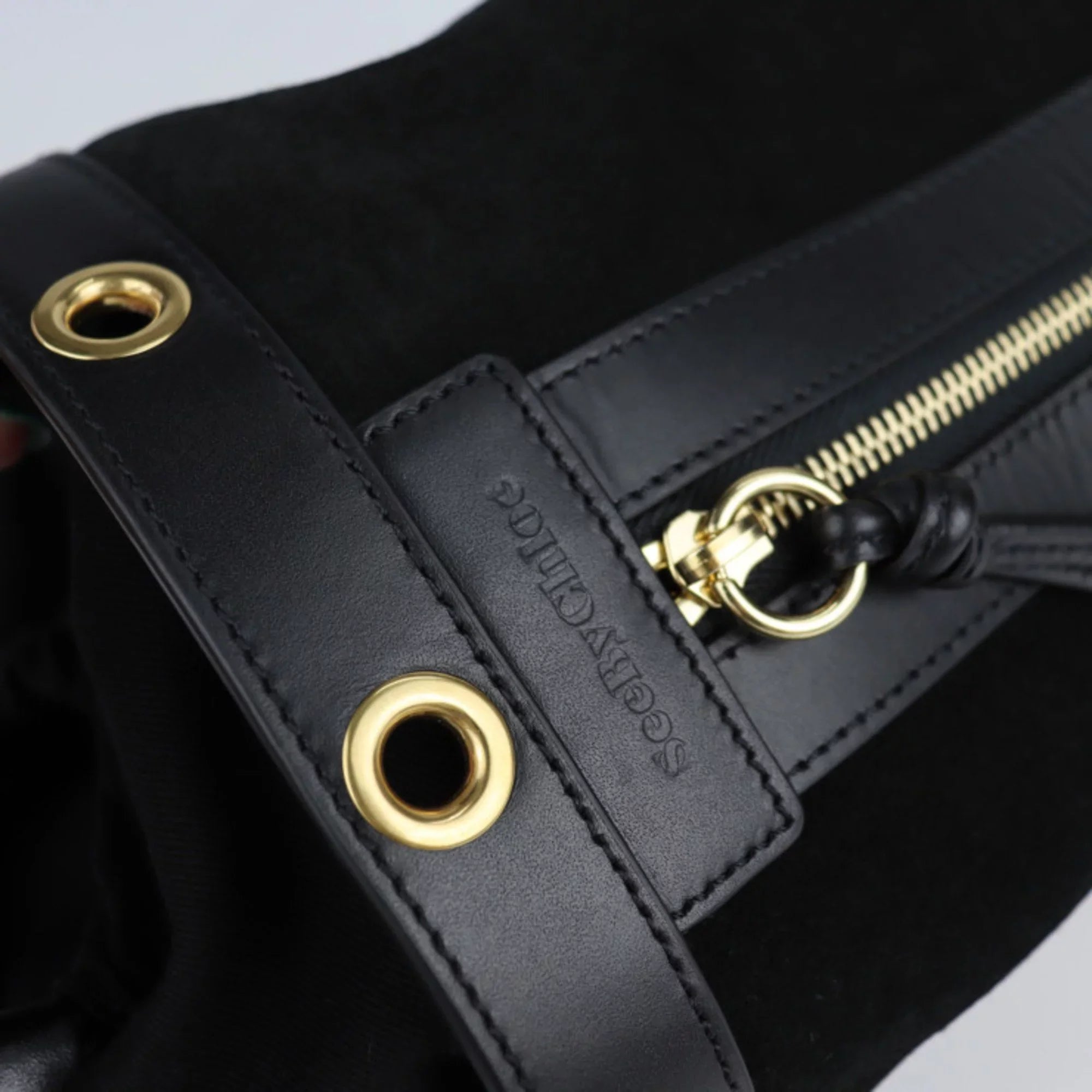 BY (Good) sea Chloe fittings handbag Chloé tote Debbie leather 2WAY CHLOE Pre-Owned bag suede shoulder See metal gold SEE by black by