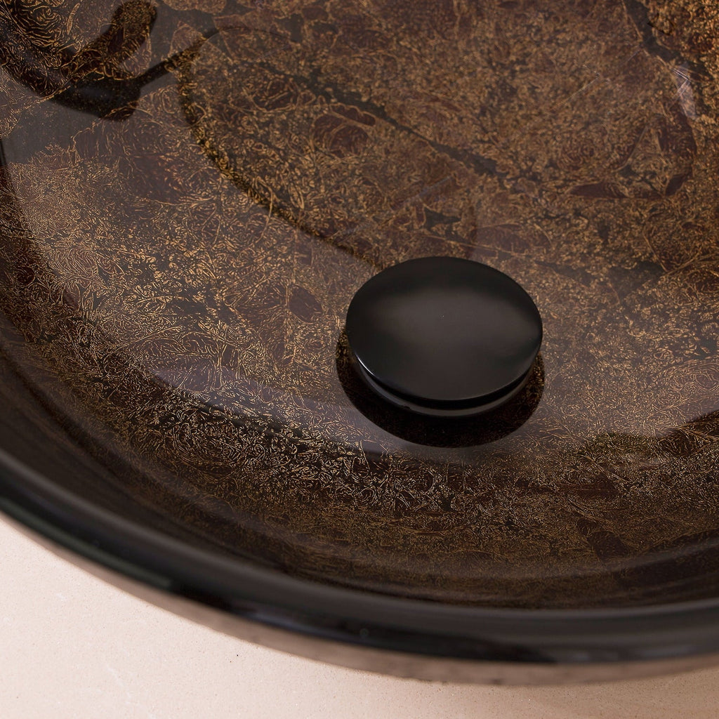 with Drain Sink Wonline Glass Sink Up Vessel Come Tempered ORB Wash Artistic Combo Pop Set,