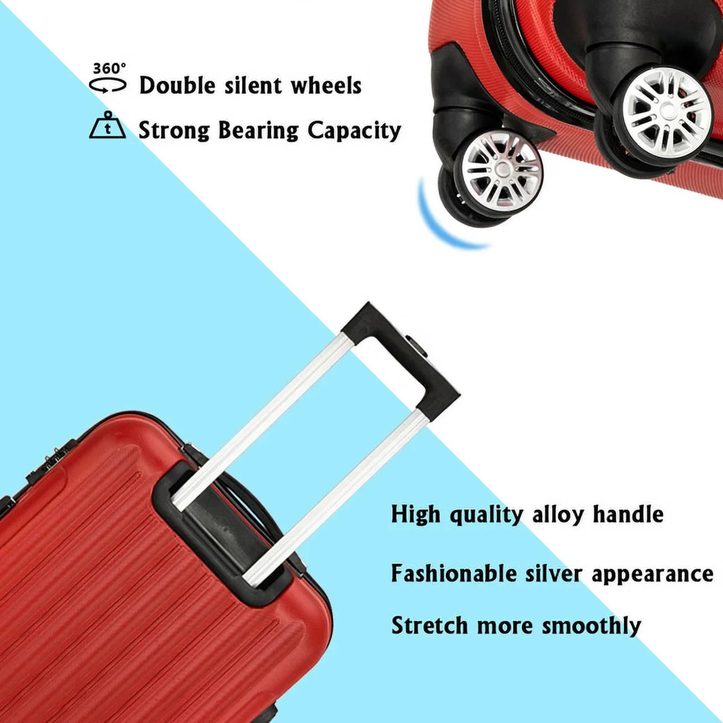 Set 3-in-1 Capacity Suitcase Red Luggage Traveling Large Multifunctional Storage