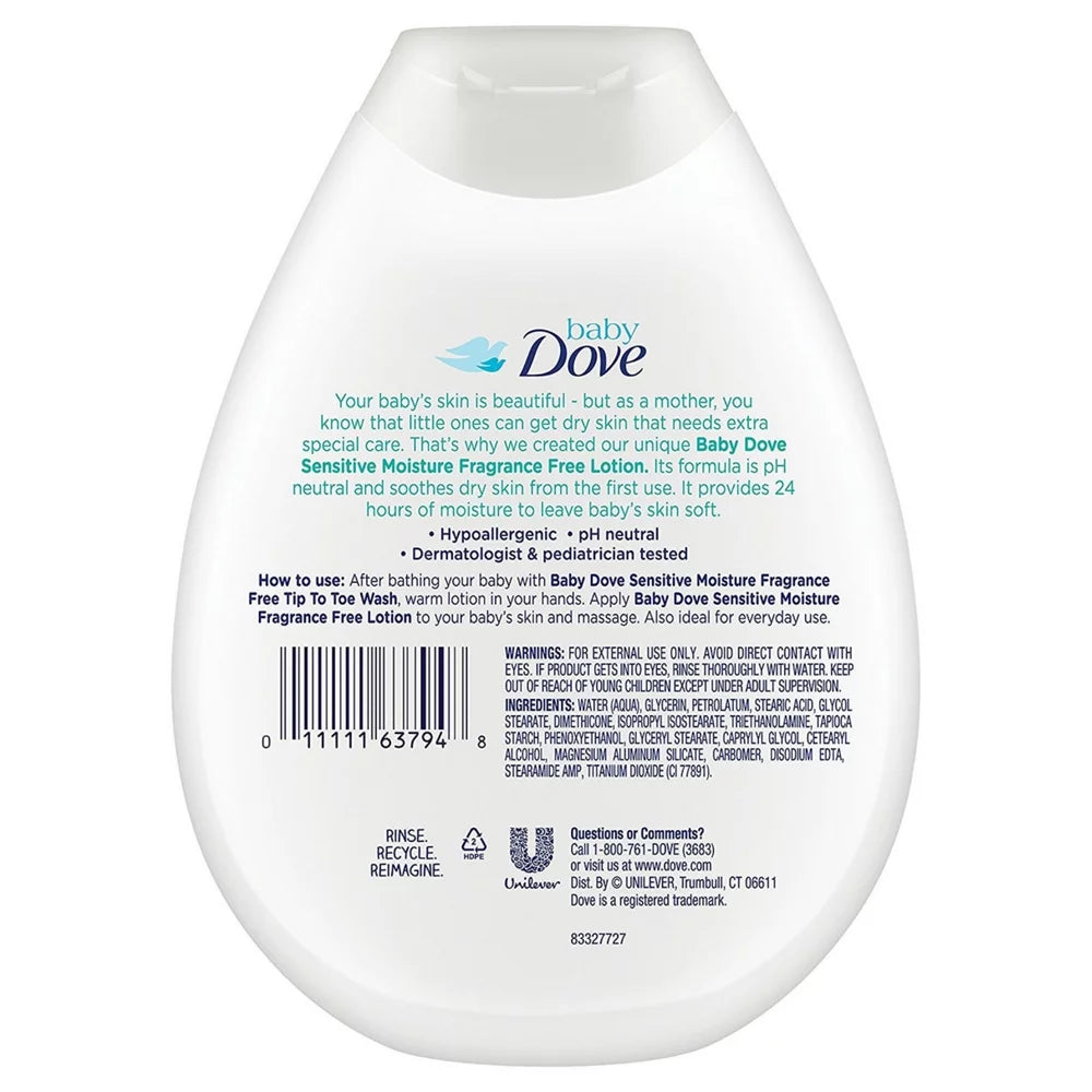 13 count Dove 3 Moisture Baby Free Fragrance Lotion, Sensitive oz,