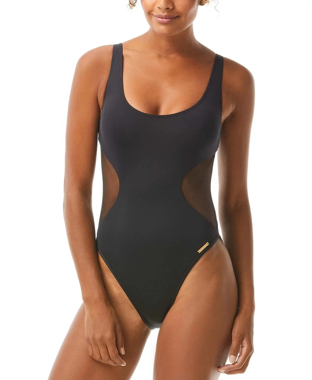 Inset One BLACK Camuto Piece 14 US Vince Mesh Swimsuit,