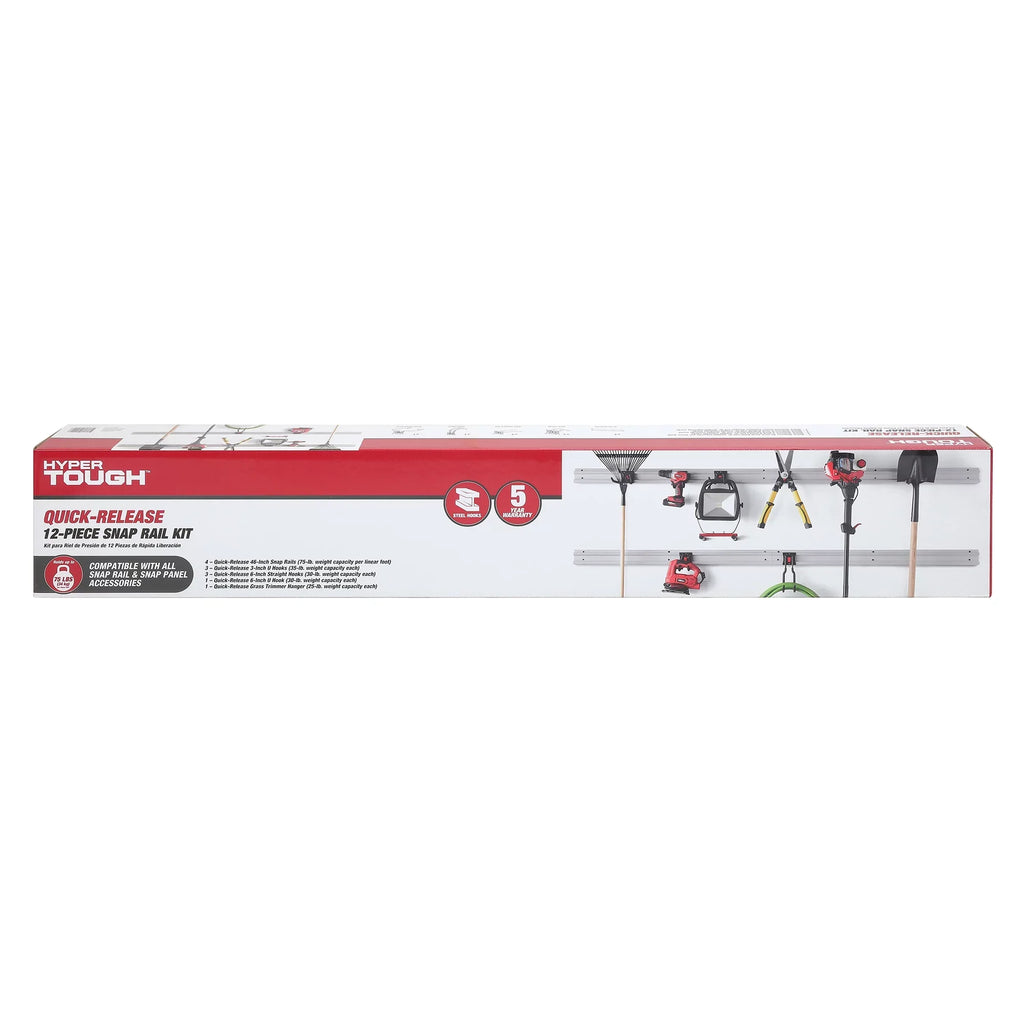 Snap 12-Piece Organizer Hyper Garage Kit System Rail Tough Quick-Release