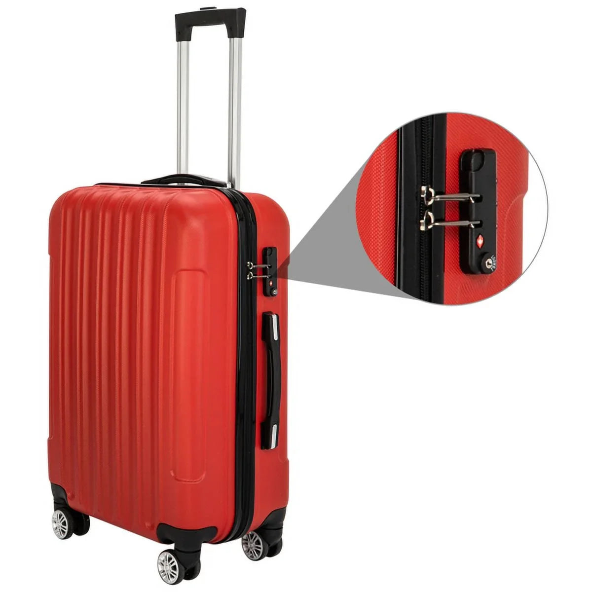 Set 3-in-1 Capacity Suitcase Red Luggage Traveling Large Multifunctional Storage