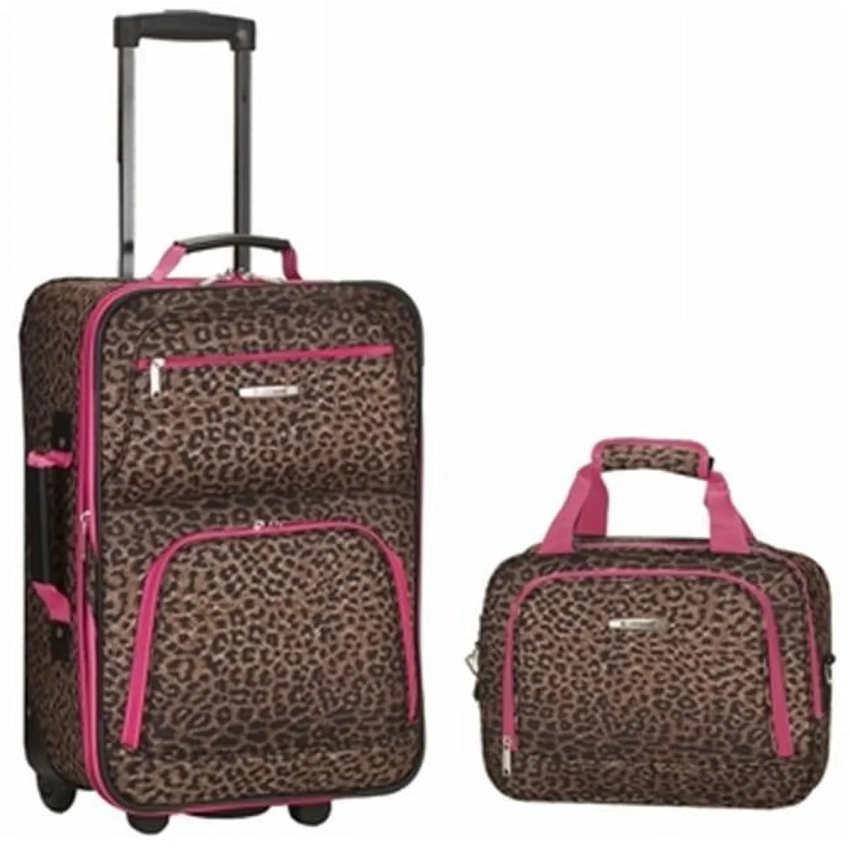 Rockland - SET LEOPARD 2 LUGGAGE PC PINK