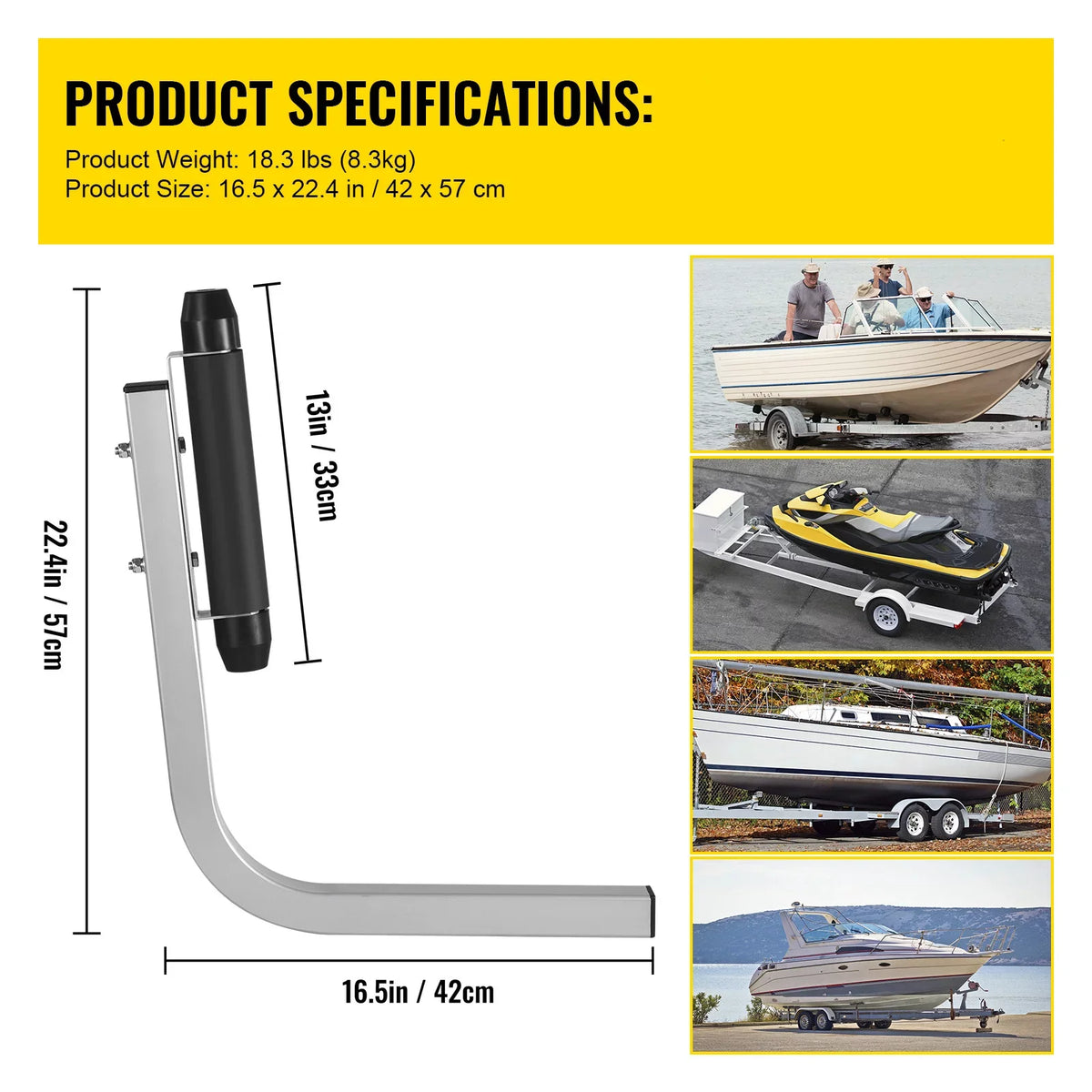 for 2PCS BENTISM Sailboat Guide Guide-on Boat Ski on 22" Trailer Boat Trailer