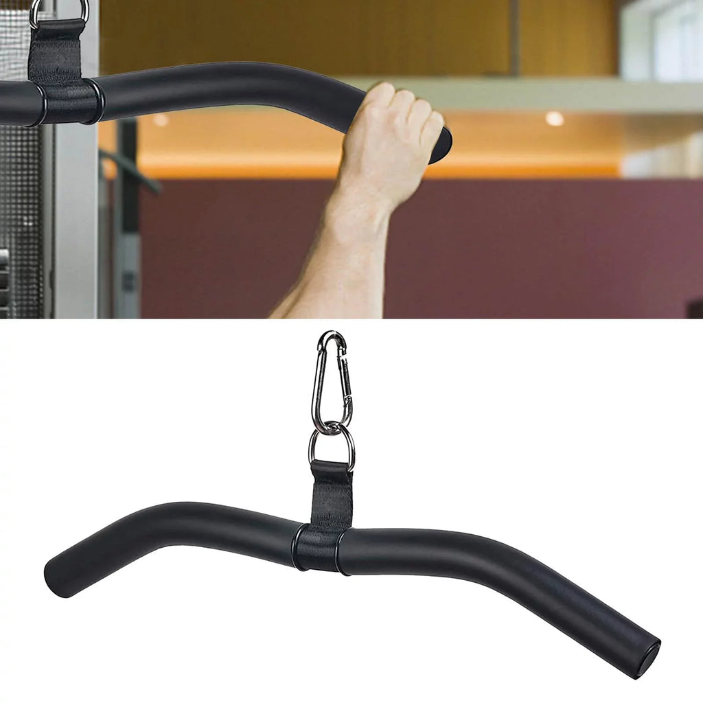 Gym, Training, Rubber Machine Pulldown Cable Attachment, Bar Full Handle Strength Rotation Body for LAT with Workout, and Bar