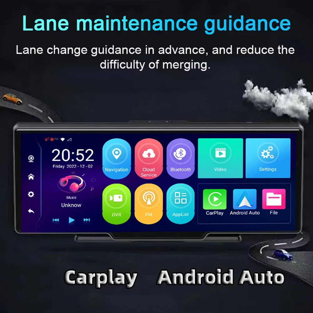 DVR, Recorder 170 Enhance Lens Degree Dash Car Safety Your - Wide - Vision, Cam: Multi-language Navigation Night Experience Video GPS Dual Navigation Angle, Car and 10.26in Car Camcorder