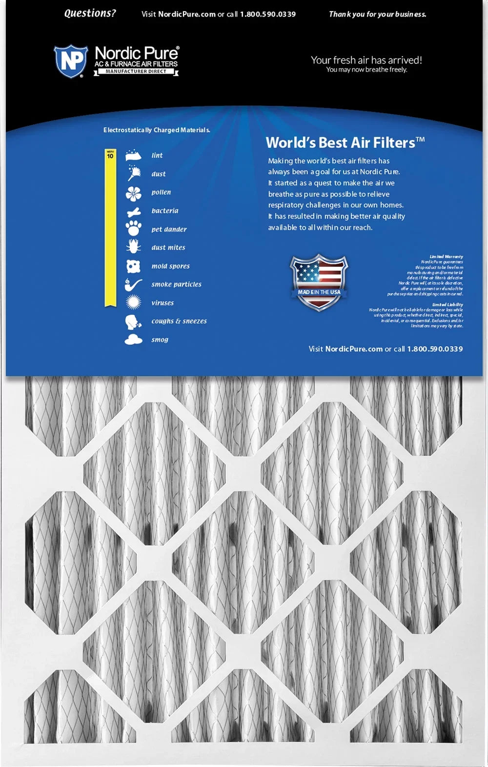 Replacement 3/8) oxygen Pack 4 16x25x5 (4 Filters Honeywell/Lennox 10 MERV